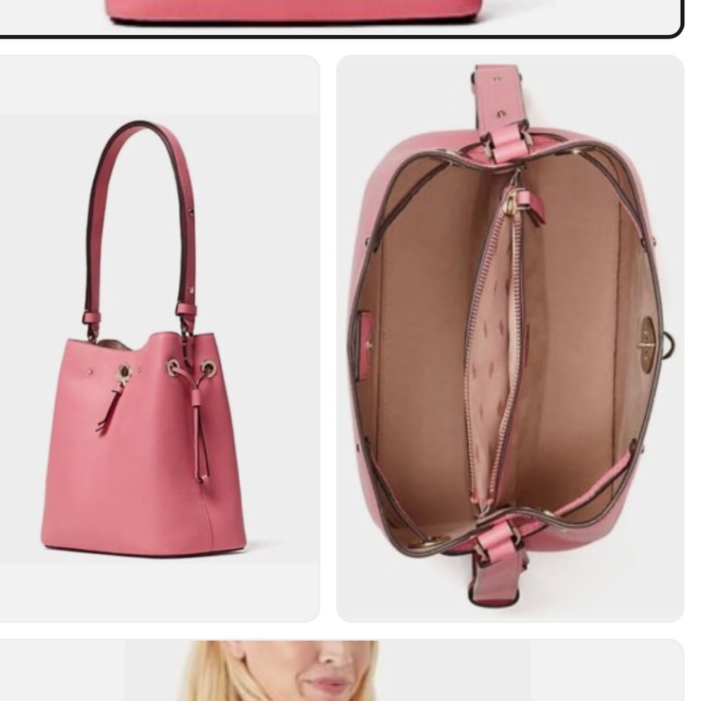 Kate Spade Marti Convertible Pebbled Leather bucket bag in carnation pink - Picture 3 of 16